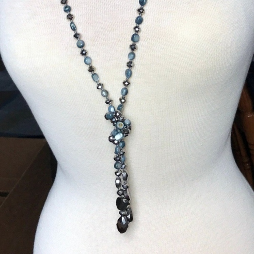 Jules B. Shell Bead Tassel 51 In. Necklace Gray
